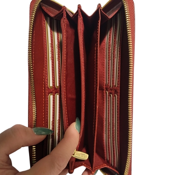 Valentina Italy Embossed Leather Zip Wallet | Color: Red/Bordeaux | NWOT - Picture 6 of 6